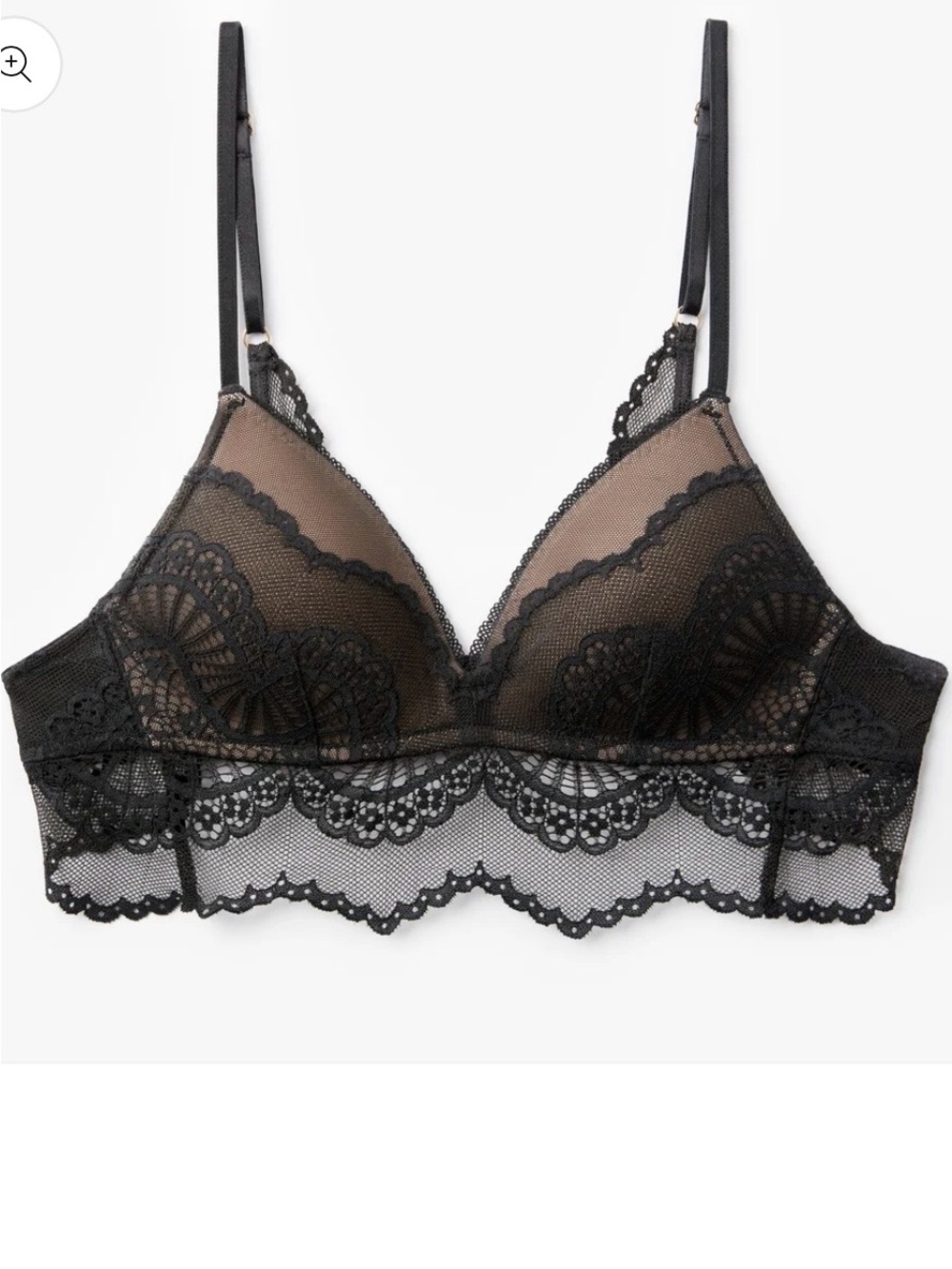 Sheer Lace Bralette in Black with Tan Lining